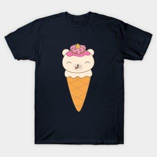 Kawaii Cute Bear Ice Cream Cone T-Shirt T-Shirt